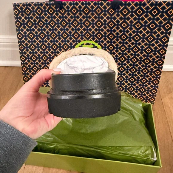 Tory Burch Everly Anatomic Lug Sandals Moccasin Star Curly Size 8 Buttermilk - Picture 4 of 7